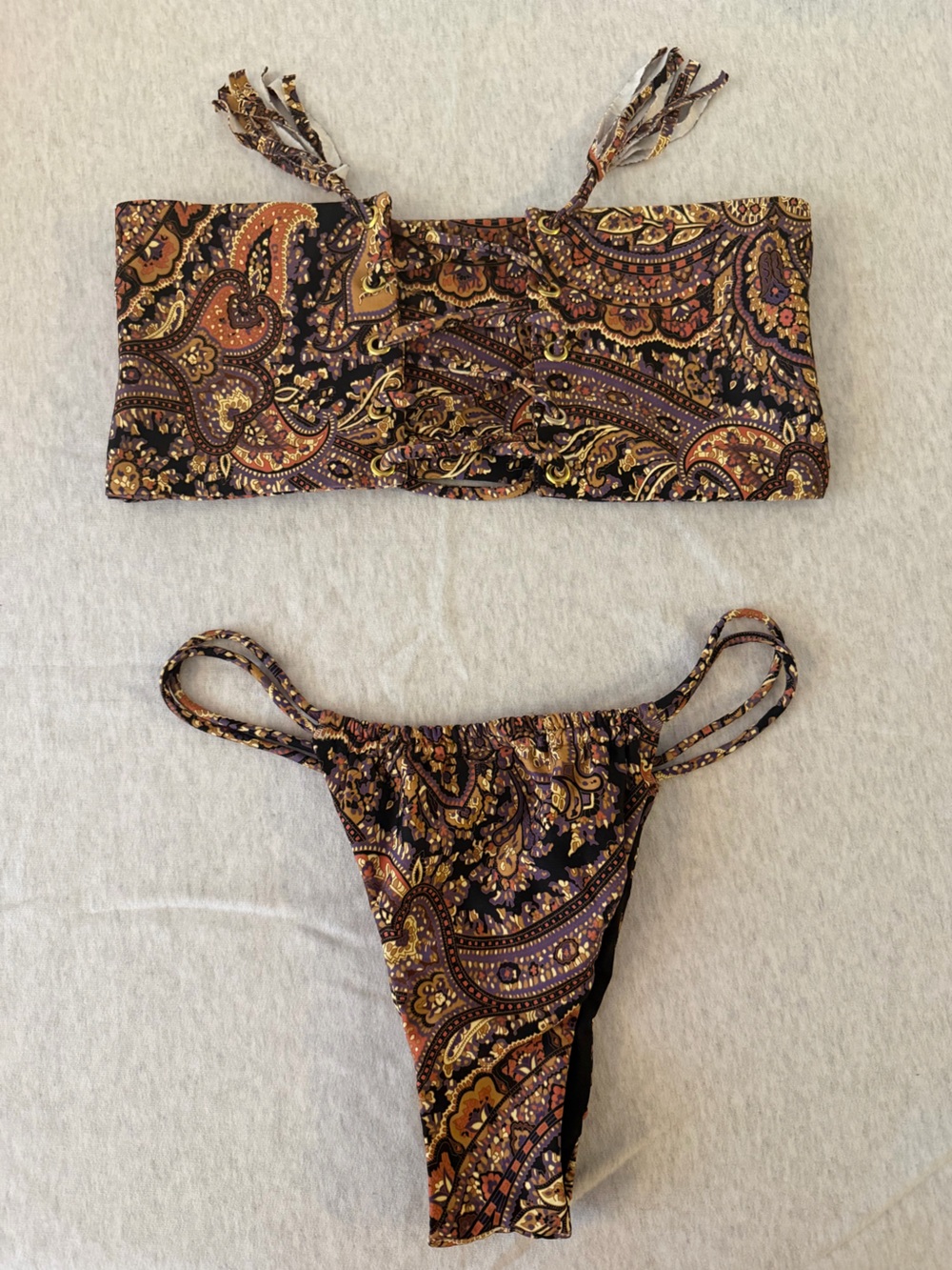 Paisley Bandeau Bikini Set in Black and Gold - Women Swim - Picture 2 of 5